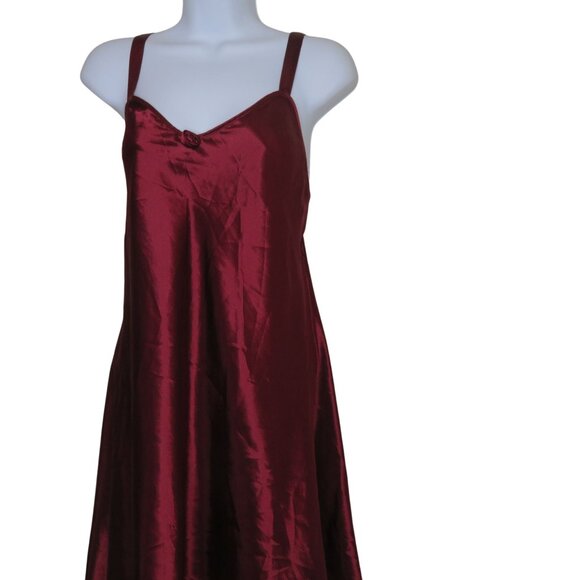 Vintage Val Mode Red Satin Slip Nightgown L Low Back Knee Length Lingerie - Picture 11 of 12